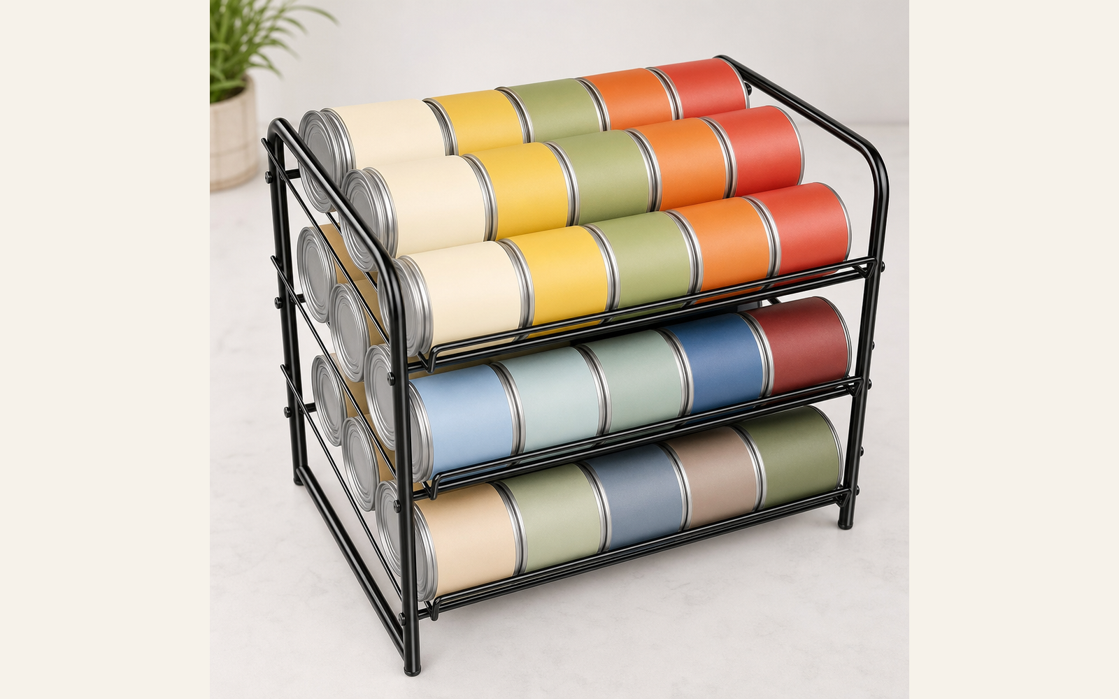Cabinet can organizer rack for repeated can sizes product image